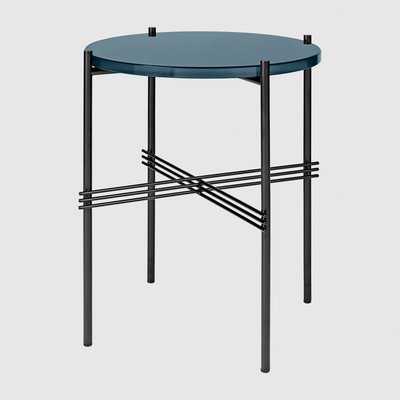 GUBI「TS Side Table サイドテーブル φ40cm」ガラスグレーブルー ブラックベース