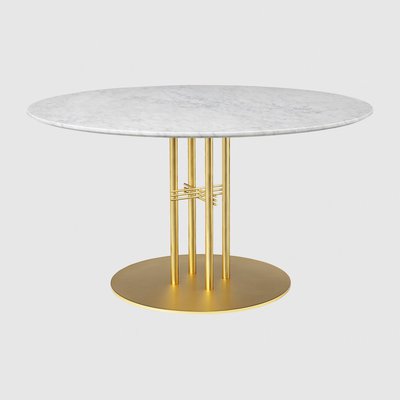 GUBI「TS Column Diningダイニングテーブルφ130cm」マーブルホワイト真鍮ベース