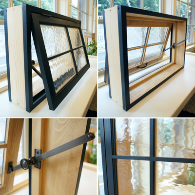 木製室内窓「WMK-600（上開き）格子あり」20色 9パターン W600×H400×D130mm