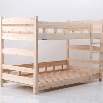 SG基準合格の日本製2段ベッド、島根県産檜材を使用した無塗装安心ベッド