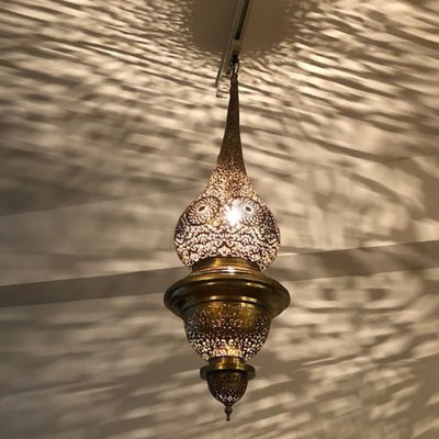 GADAN 照明・モロッコランプ ペンダント【真鍮・アイアン】「真鍮ランプ メナラL／ゴールド」