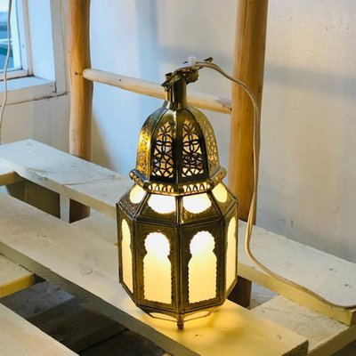 GADAN 照明・モロッコランプ スタンド「真鍮ランプ ポワール／フロスト」